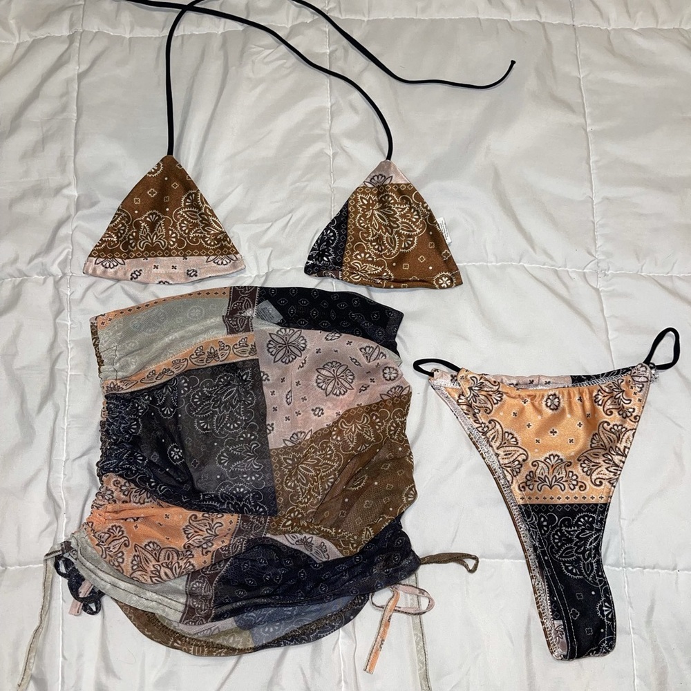 Pretty little thing bikini set with ruched skirt